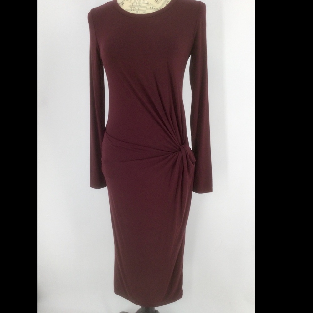 TOPSHOP Size 2 Maxi Burgundy Drop Waist Dress